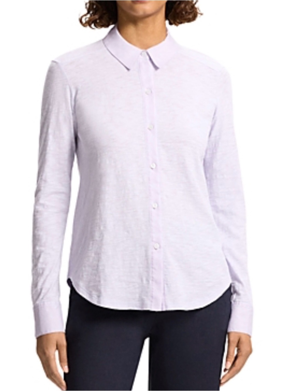 Theory Classic Long-Sleeve Button-Up Shirt in Light Lilac